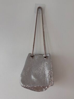 Silver Mesh Drawstring Shoulder Bag